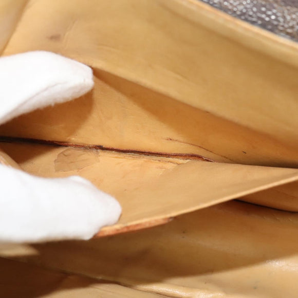 CELINE Macadam Canvas Shoulder Bag PVC Leather Brown Gold Auth 140473