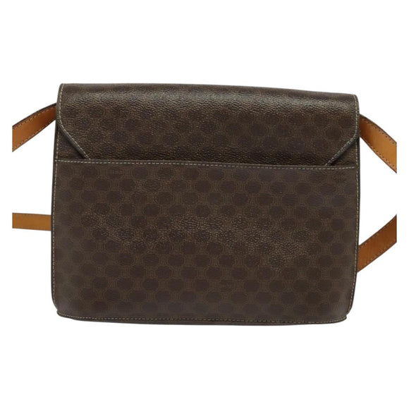 CELINE Macadam Canvas Shoulder Bag PVC Leather Brown Gold Auth 140473