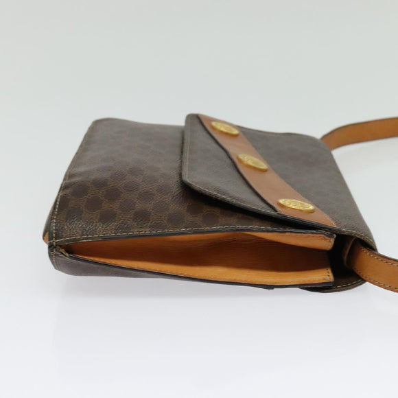 CELINE Macadam Canvas Shoulder Bag PVC Leather Brown Gold Auth 140473