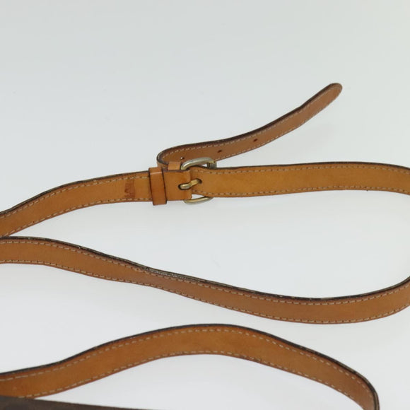 CELINE Macadam Canvas Shoulder Bag PVC Leather Brown Gold Auth 140473