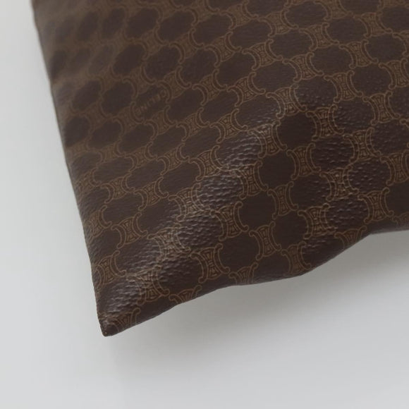CELINE Macadam Canvas Pouch PVC Leather Brown Gold Auth 140474