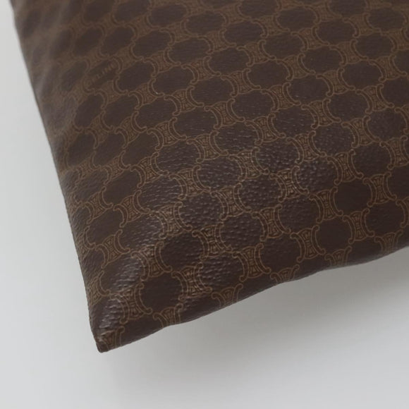 CELINE Macadam Canvas Pouch PVC Leather Brown Gold Auth 140474