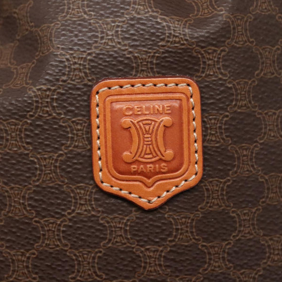 CELINE Macadam Canvas Pouch PVC Leather Brown Gold Auth 140474