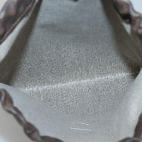 CELINE Macadam Canvas Pouch PVC Leather Brown Gold Auth 140474