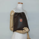 CELINE Macadam Canvas Pouch PVC Leather Brown Gold Auth 140474-17