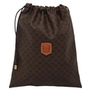 CELINE Macadam Canvas Pouch PVC Leather Brown Gold Auth 140474-13