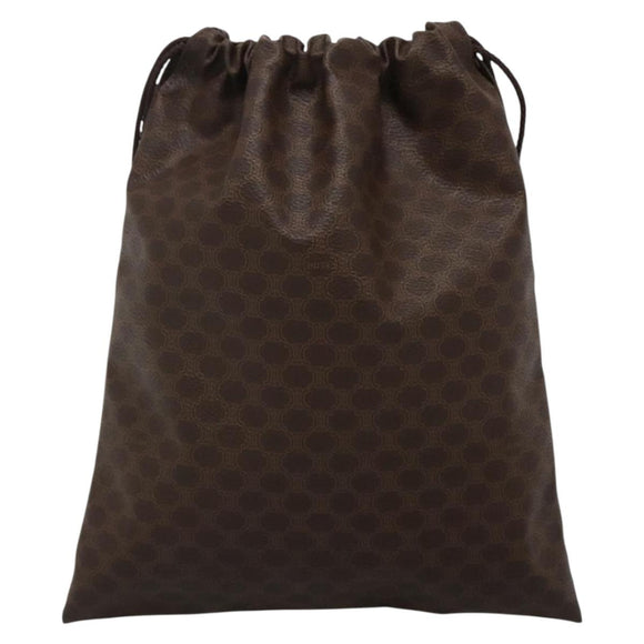 CELINE Macadam Canvas Pouch PVC Leather Brown Gold Auth 140474