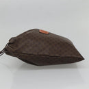 CELINE Macadam Canvas Pouch PVC Leather Brown Gold Auth 140474-3