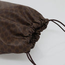 CELINE Macadam Canvas Pouch PVC Leather Brown Gold Auth 140474-6