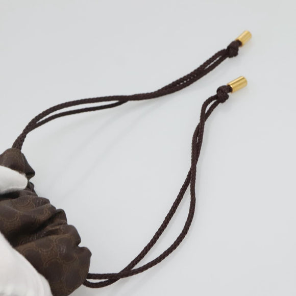 CELINE Macadam Canvas Pouch PVC Leather Brown Gold Auth 140474