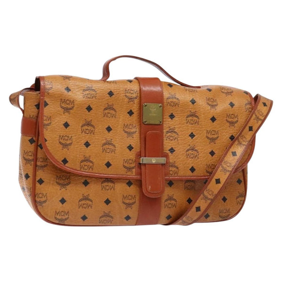MCM Logogram Vicetos Shoulder Bag PVC Leather Brown Gold Auth 140475