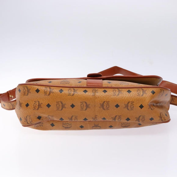 MCM Logogram Vicetos Shoulder Bag PVC Leather Brown Gold Auth 140475