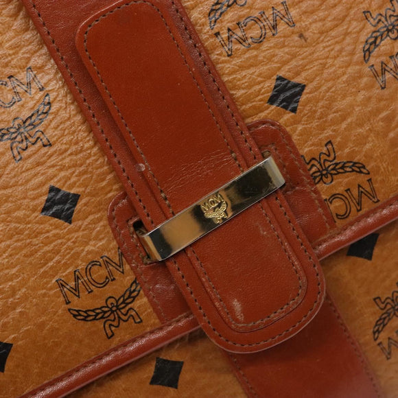 MCM Logogram Vicetos Shoulder Bag PVC Leather Brown Gold Auth 140475