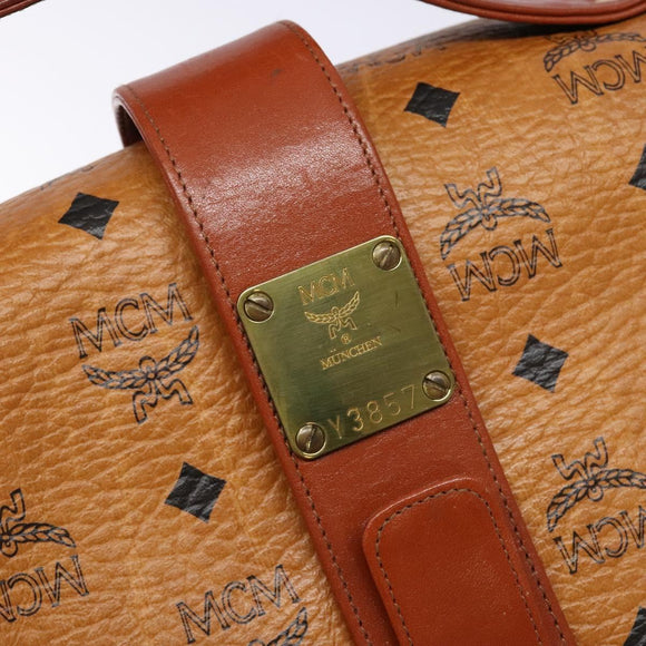 MCM Logogram Vicetos Shoulder Bag PVC Leather Brown Gold Auth 140475