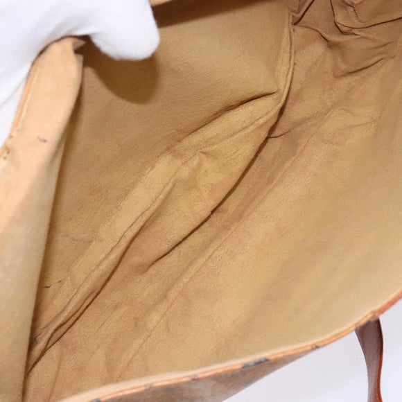 MCM Logogram Vicetos Shoulder Bag PVC Leather Brown Gold Auth 140475