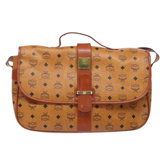 MCM Logogram Vicetos Shoulder Bag PVC Leather Brown Gold Auth 140475