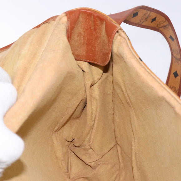 MCM Logogram Vicetos Shoulder Bag PVC Leather Brown Gold Auth 140475