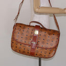 MCM Logogram Vicetos Shoulder Bag PVC Leather Brown Gold Auth 140475-22