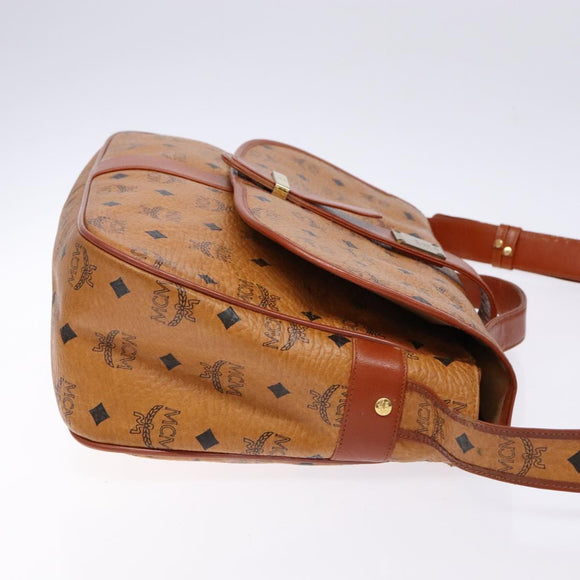 MCM Logogram Vicetos Shoulder Bag PVC Leather Brown Gold Auth 140475