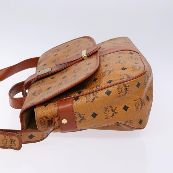 MCM Logogram Vicetos Shoulder Bag PVC Leather Brown Gold Auth 140475