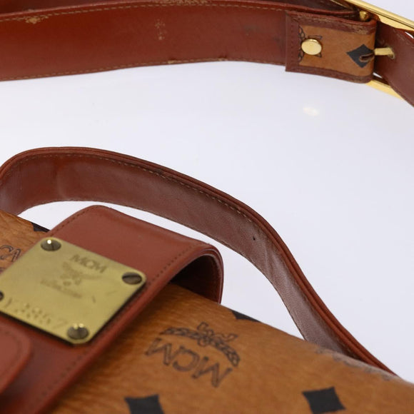 MCM Logogram Vicetos Shoulder Bag PVC Leather Brown Gold Auth 140475