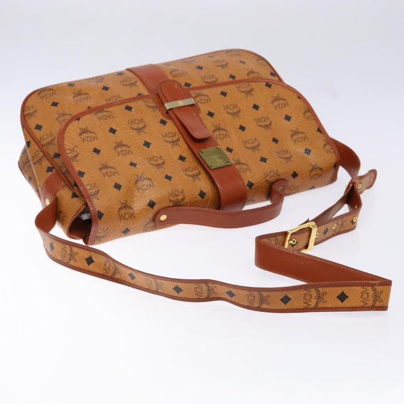 MCM Logogram Vicetos Shoulder Bag PVC Leather Brown Gold Auth 140475