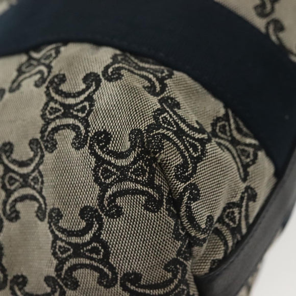 CELINE Macadam Canvas Hand Bag Navy Gold Auth 140476