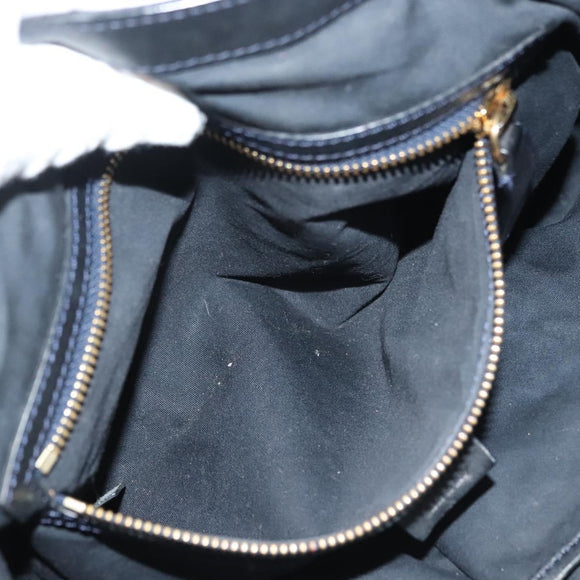 CELINE Macadam Canvas Hand Bag Navy Gold Auth 140476