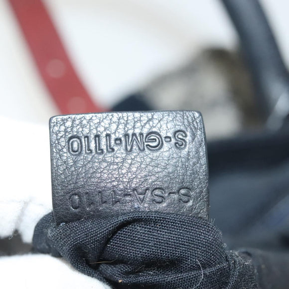 CELINE Macadam Canvas Hand Bag Navy Gold Auth 140476