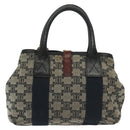 CELINE Macadam Canvas Hand Bag Navy Gold Auth 140476-2