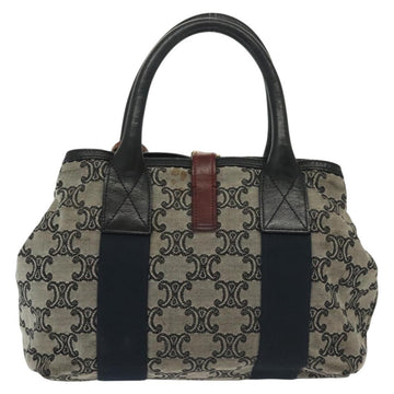 CELINE Macadam Canvas Hand Bag Navy Gold Auth 140476 - 0