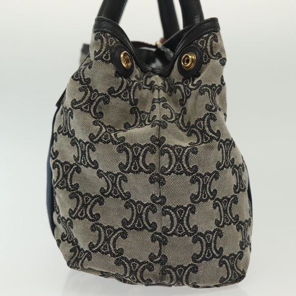 CELINE Macadam Canvas Hand Bag Navy Gold Auth 140476