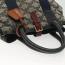 CELINE Macadam Canvas Hand Bag Navy Gold Auth 140476-6