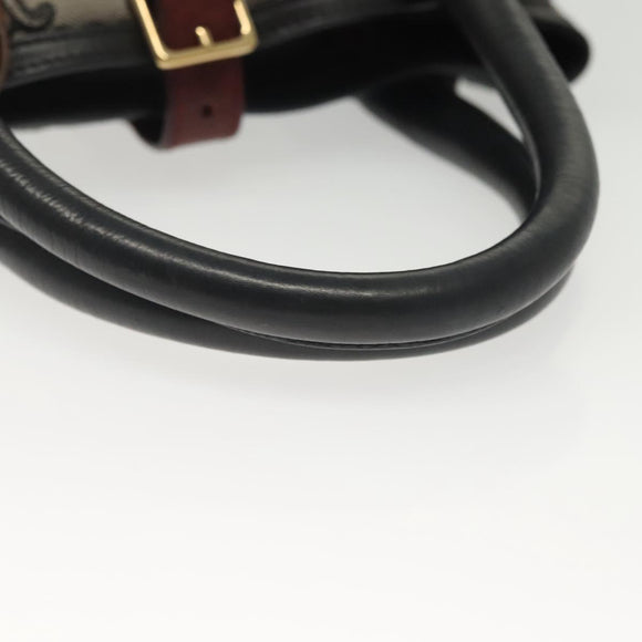 CELINE Macadam Canvas Hand Bag Navy Gold Auth 140476