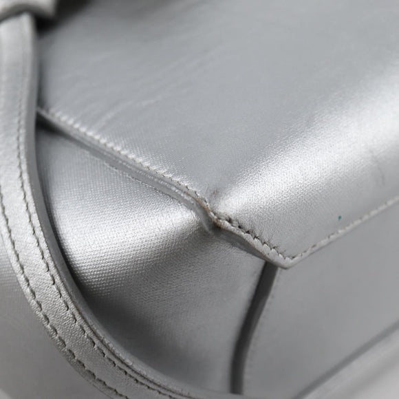 CELINE Belt Bag Hand Bag Leather 2way Silver Auth 140477