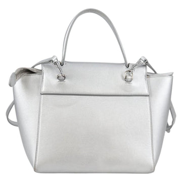 CELINE Belt Bag Hand Bag Leather 2way Silver Auth 140477 - 0