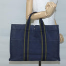 HERMES Fourre Tout MM Hand Bag Canvas Navy Auth 140478-20