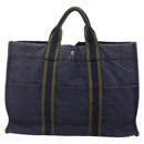 HERMES Fourre Tout MM Hand Bag Canvas Navy Auth 140478-2