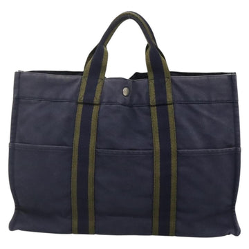 HERMES Fourre Tout MM Hand Bag Canvas Navy Auth 140478 - 0