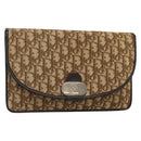 Christian Dior Trotter Canvas Clutch Bag Brown Gold Auth 140480-1