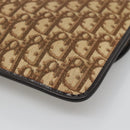 Christian Dior Trotter Canvas Clutch Bag Brown Gold Auth 140480-15