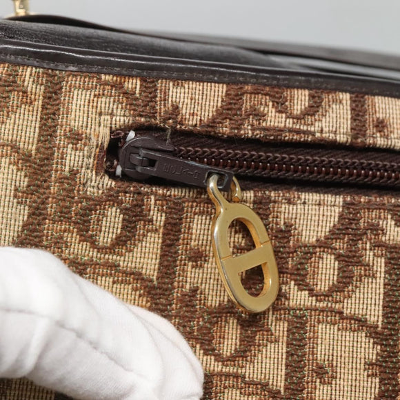Christian Dior Trotter Canvas Clutch Bag Brown Gold Auth 140480
