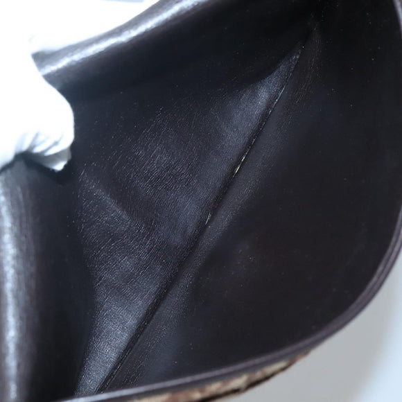 Christian Dior Trotter Canvas Clutch Bag Brown Gold Auth 140480