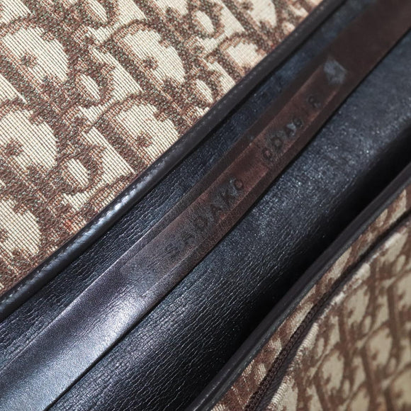 Christian Dior Trotter Canvas Clutch Bag Brown Gold Auth 140480