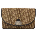 Christian Dior Trotter Canvas Clutch Bag Brown Gold Auth 140480-13