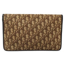 Christian Dior Trotter Canvas Clutch Bag Brown Gold Auth 140480-2