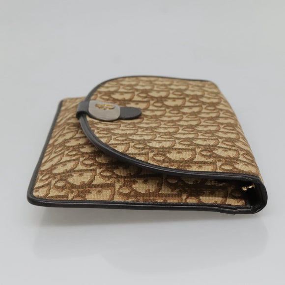 Christian Dior Trotter Canvas Clutch Bag Brown Gold Auth 140480
