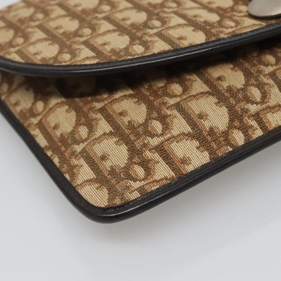 Christian Dior Trotter Canvas Clutch Bag Brown Gold Auth 140480