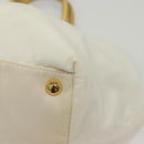 PRADA Ribbon Hand Bag Nylon White Gold Auth 140482-14