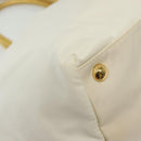 PRADA Ribbon Hand Bag Nylon White Gold Auth 140482-15